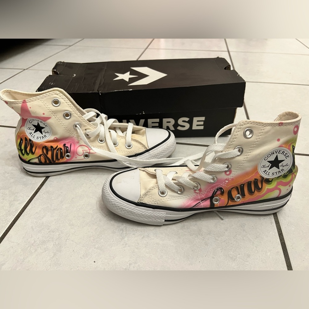 Converse High-Tops with Pink and Orange Accents
